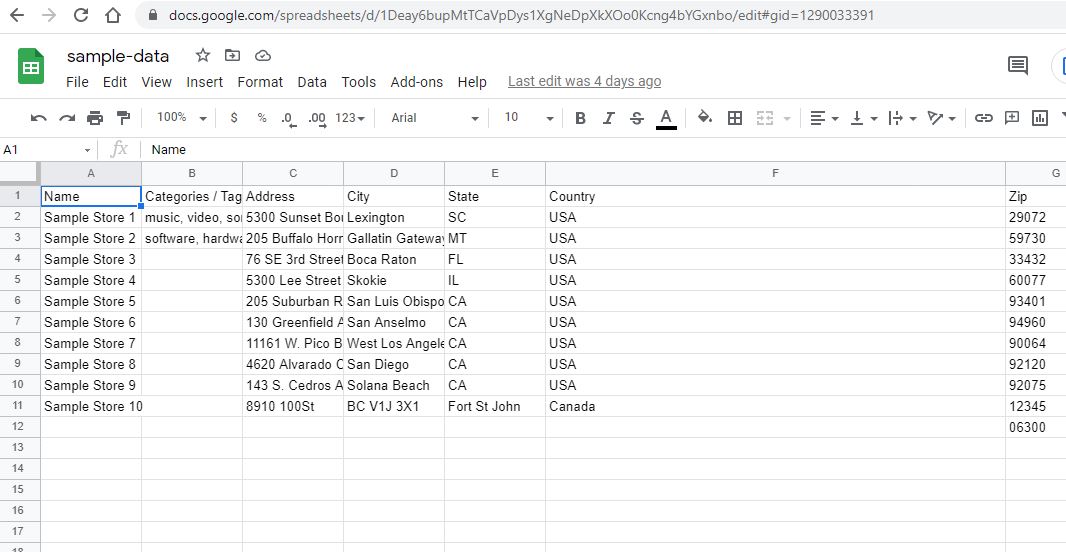 Connecting Google Sheets with Super Store Finder